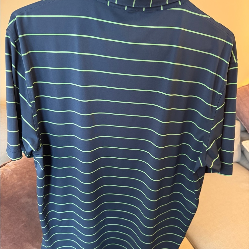 Peter Millar Navy Striped Men's Polo Shirt - Picture 2 of 3
